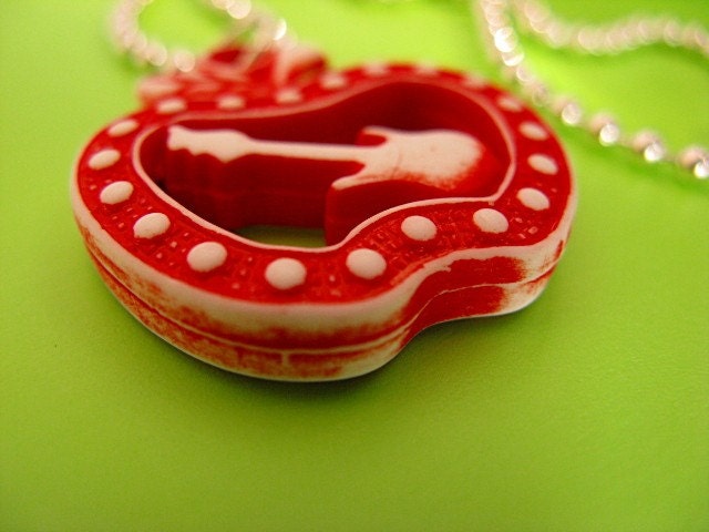 SALE - Red Apple Guitar Necklace