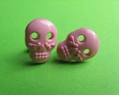 Pink Sugar Skull Studs - Mexican Style Ear Posts