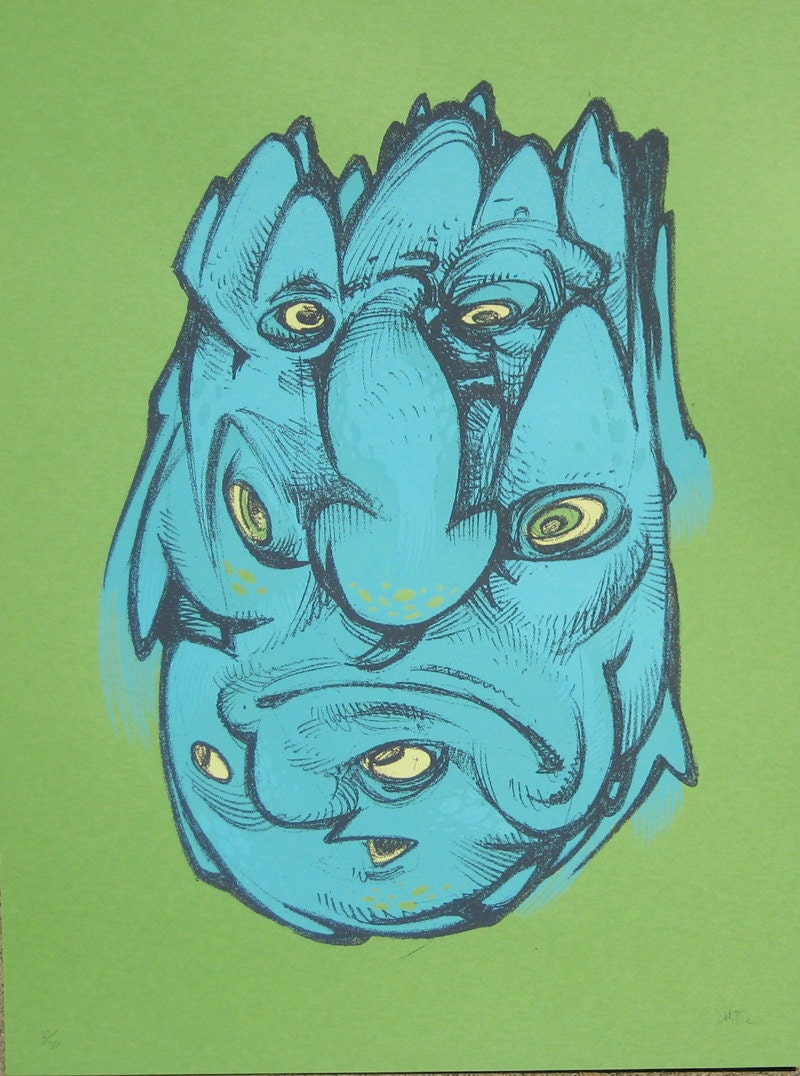 Fish Frog Face limited edition screen print