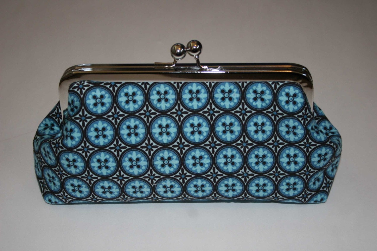 Kisslock Clutch Purse in Vintage Blue