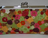 Clutch Purse Green Aubergine Pink Blossom Medley Bridesmaid Clutch