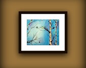 Among the Birches..Whimsical Modern Art by HD Greer Print..8 by 10