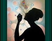 Large Original Painting..Peacock Feathers....Abstract Contemporary Modern Art Painting by HD Greer