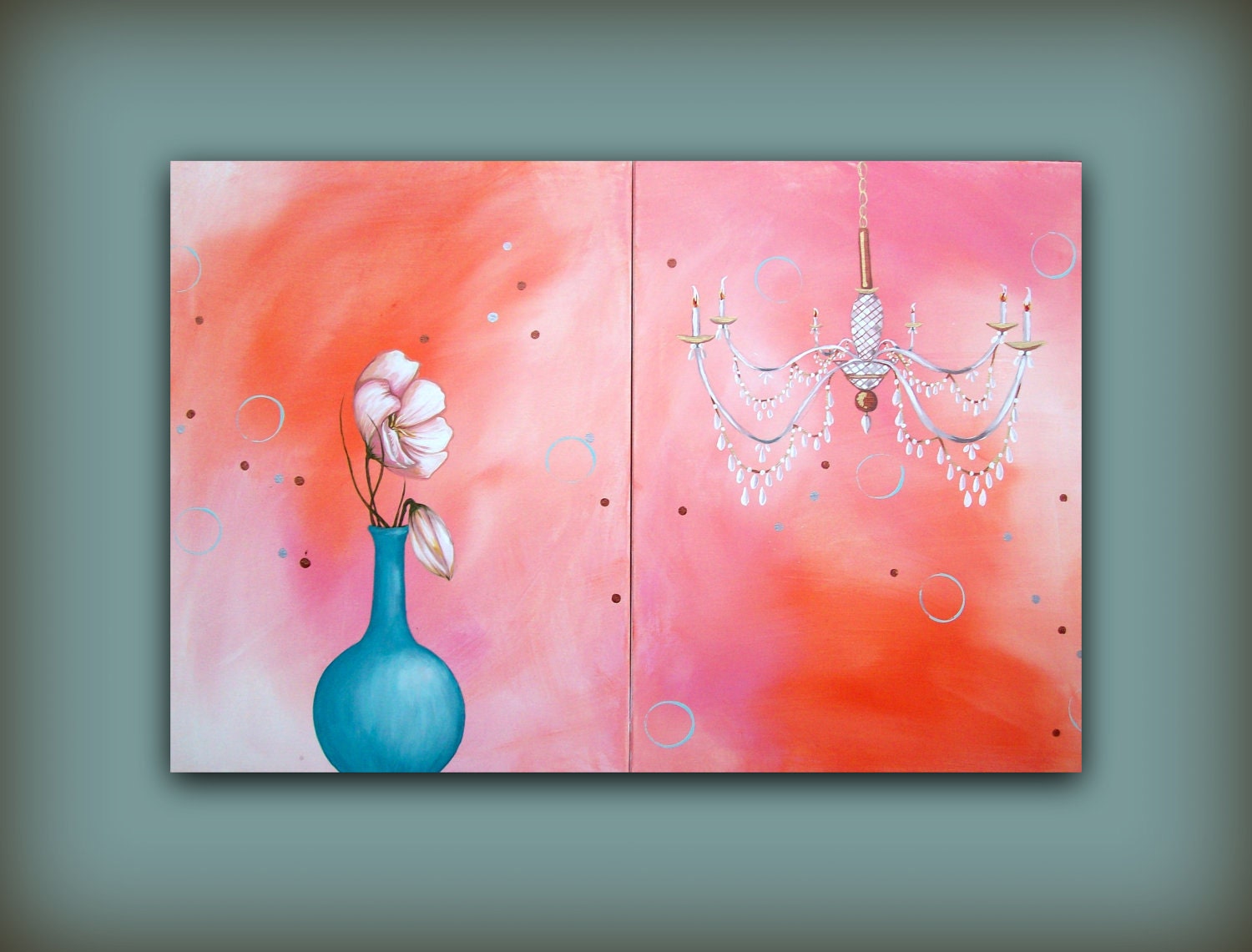 Large Original Painting...HUGE Original Abstract Contemporary Modern Art Diptych Metallic Painting by HD Greer