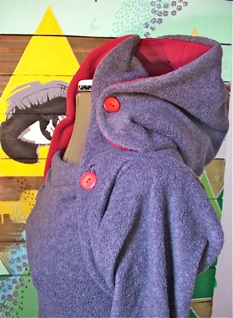 the Amazing Hoodie-- double collar hooded sweatshirt, buttoned versatility, pockets.  choose your colors.