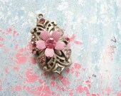 Silver, rhinestones and enamel pendant