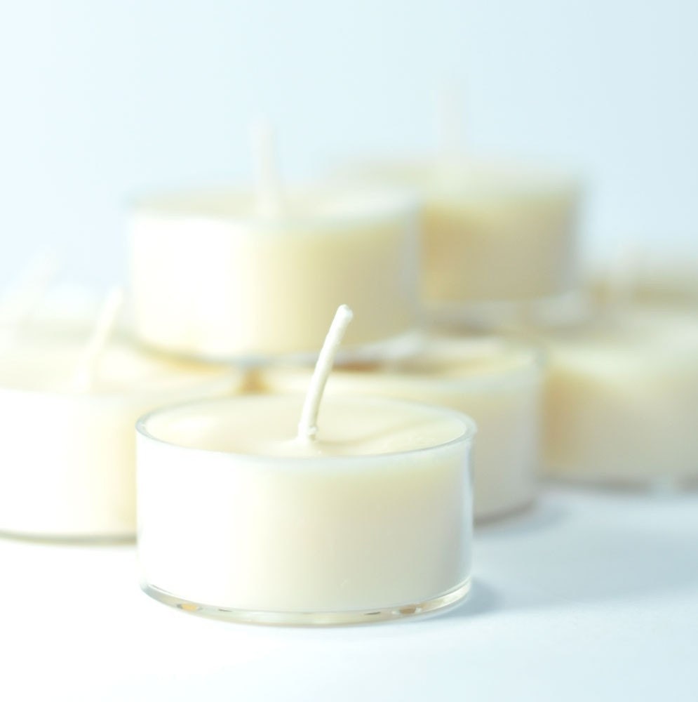 Set of 50 Unscented Non Genetically Modified Soy Wax Tea Lights Burn time 6-7 hours