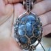 Tree of Life Pendant Black Labradorite Larvikite Wrapped in Hammered Oxidized Copper Wire