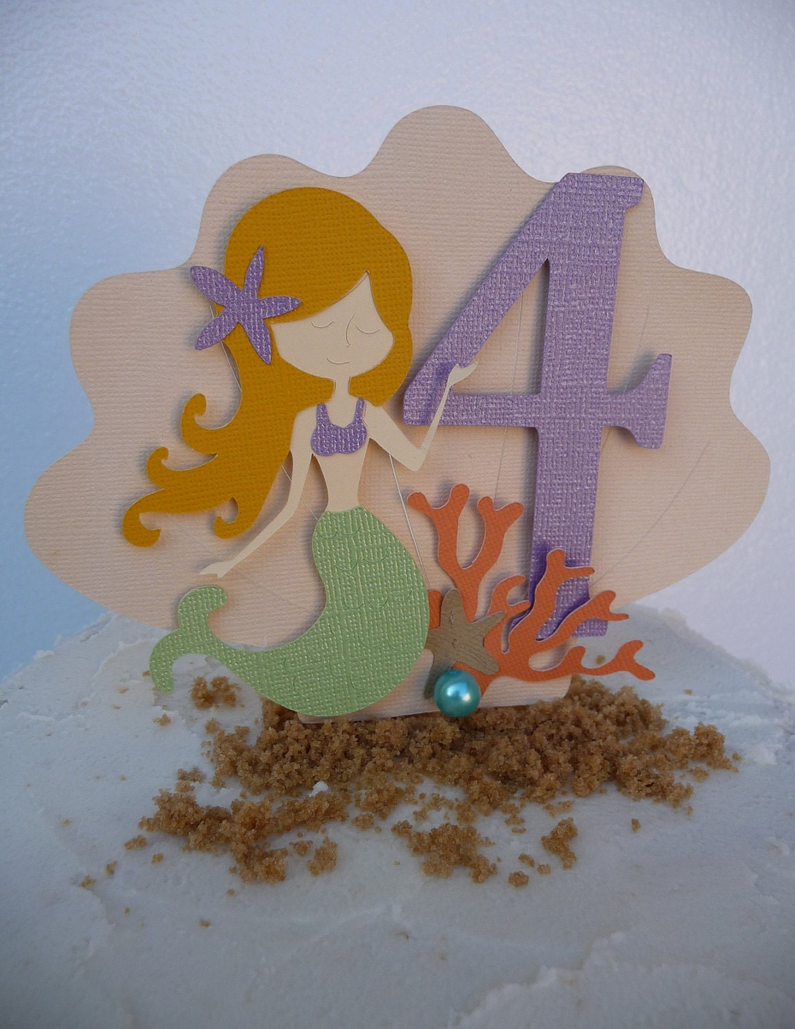 Mermaid Under the Sea Age number Smash Cake Topper Customized Any Color