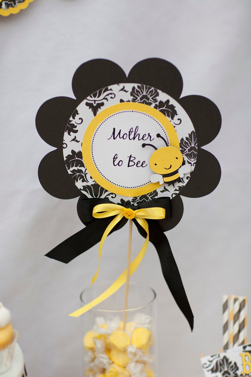 Mother to Bee - Baby Shower Damask Table Decoration Centerpiece