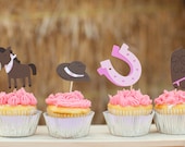 Giddy Up Cowgirl Cupcake toppers Set of 12 - Handmade