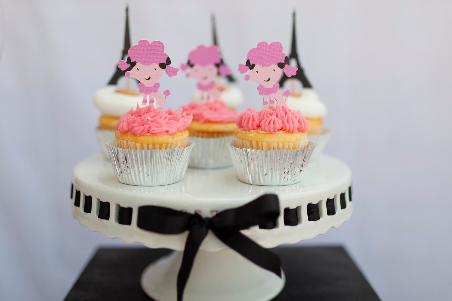 Pink Poodle in Paris Cupcake toppers set of 12 by EMTsweeetie