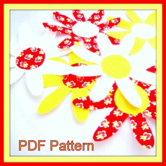 Gerber Daisy Flower PDF Pattern - Quilting - No Sew Iron On - Sewing - DIY - Template - Scrapbooking Design Instant Download