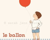 Children's Wall Art Print - Le Balloon - 8x10 Print - Boy Kids Nursery Room Decor