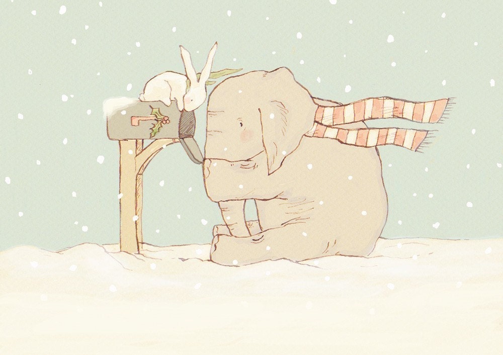 Children's Wall Art Print - Wellesley and Winslow, Christmas Post - 8x10 - Kids Nursery Room Decor