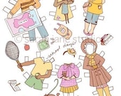 Paper Dolls - PDF Printable - School Days - 6 dolls and outfits