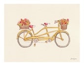 Children's Wall Art Print - Going Tandem - 8x10 - Kids Nursery Room Decor