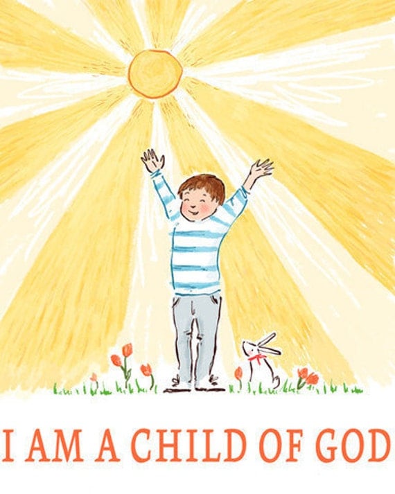 Children's Wall Art Print - I am a Child of God (Boy) - 8x10