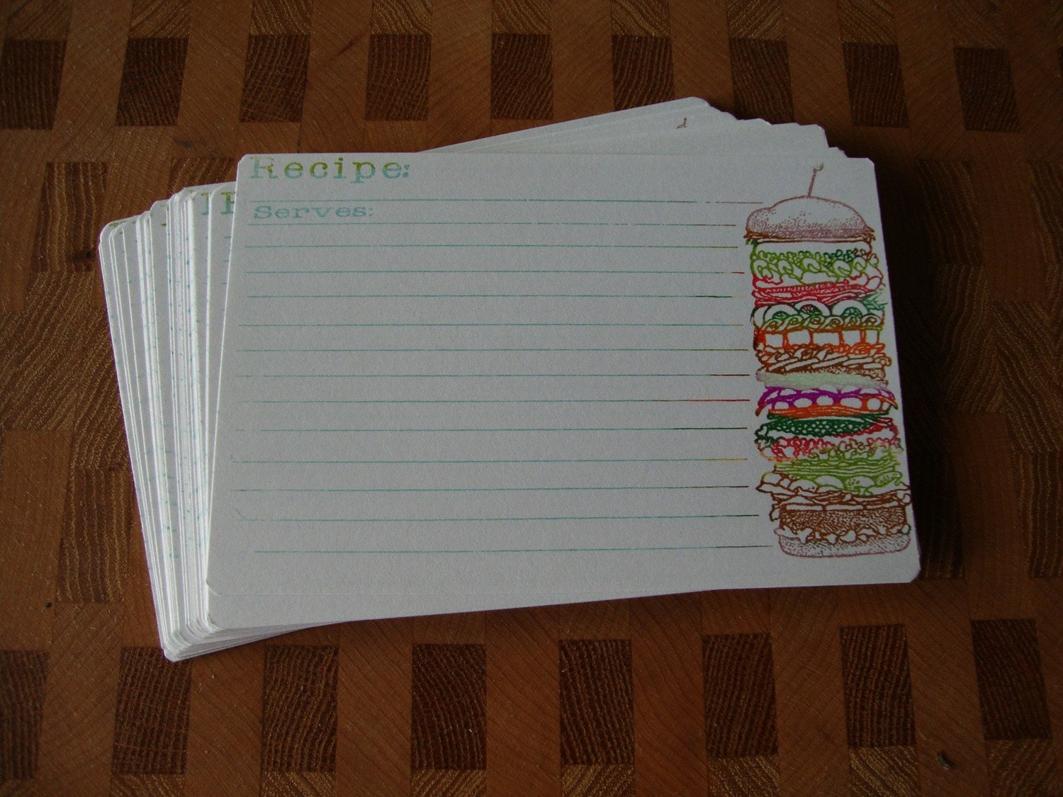 30 Recipe Cards - Sandwich Design