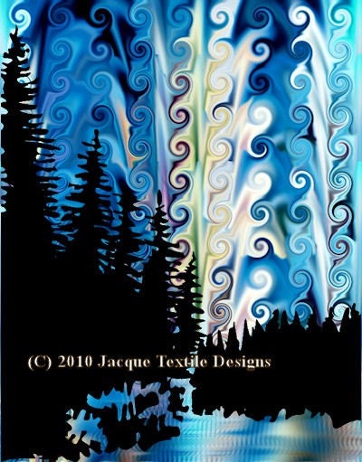Hand Created 4 Fabric Panels Moonlight Mountian Landscape Quilting Fiber Art