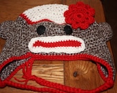Sock monkey hat, Crochet, Custom colors, boy, girl, any size, supernatural, misha collins