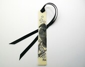 Scrimshaw Raven ivory piano key bookmark