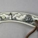 Scrimshaw fixed blade knife and leather sheath,sharpening rods, Nautical, seashore village, lighthouse and ships