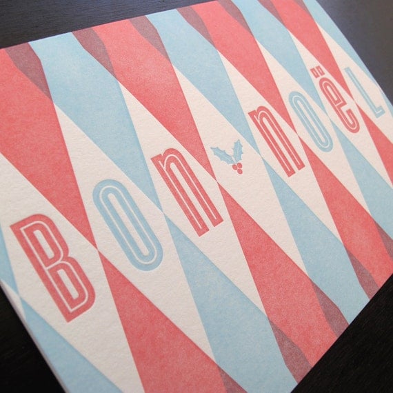 Bon Noel Letterpress Holiday Card - Reserved for KiqueVEHI