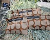 Zipper Pouch Trio in Taupe, coin, glasses case, makeup bag