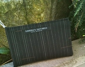 Makeup Bag, Utility Pouch, Clutch in Black Pinstripe