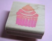 Frosted Cupcake Hand Carved Rubber Stamp