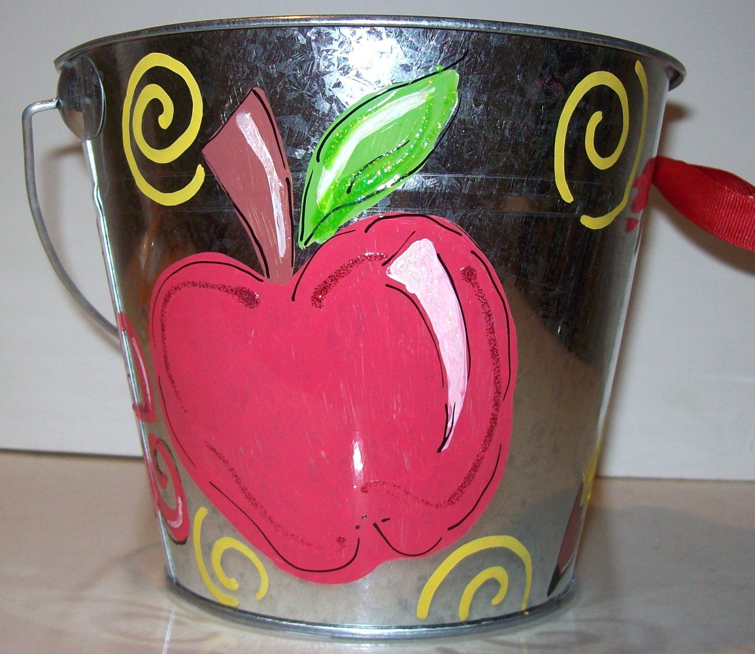 End of the year teacher gift bucket hand painted and personalized