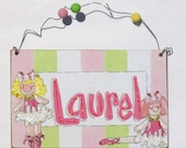 Hand personalized Little girl ballerina dance room name sign