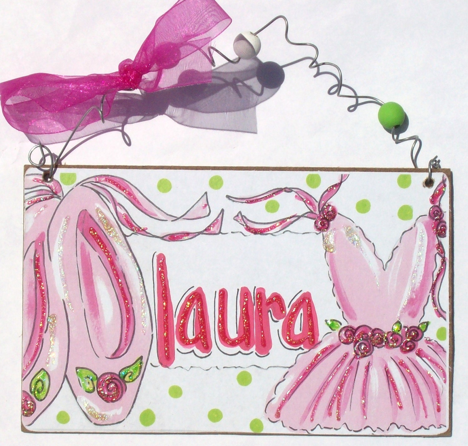 Ballet and dance girl personalized kids room sign door hanger