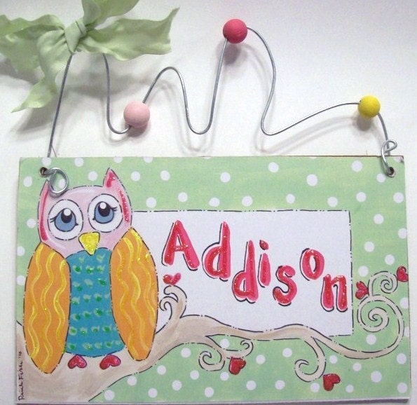 Owl hand  personalized sign
