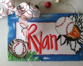 Hand Personalized baseball room name sign