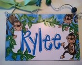 Hand personalized fun and funky monkey sign