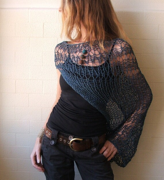 Loose weave teal blue summer cotton shrug LTD EDITION approximately 1 - 2 left in this shade