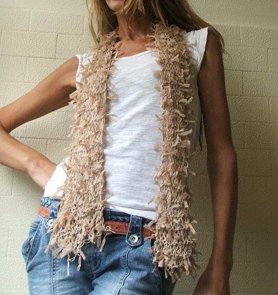 Nude ribbon scarf