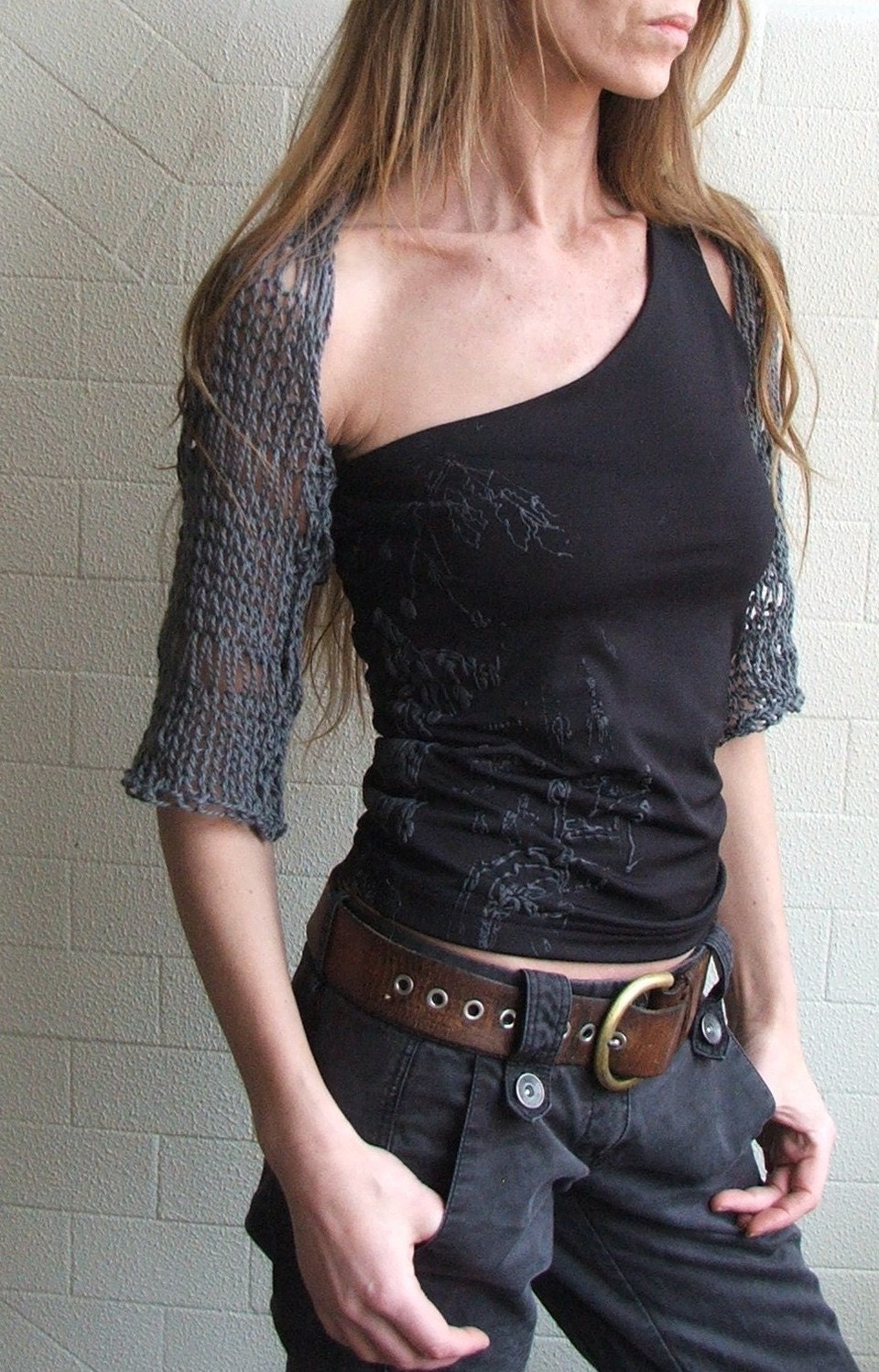 Slate Grey cotton Slimline shrug Ltd Edition, approximately 1-2 left