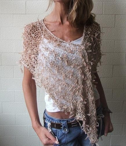 Poncho / Nude Ribbon Poncho