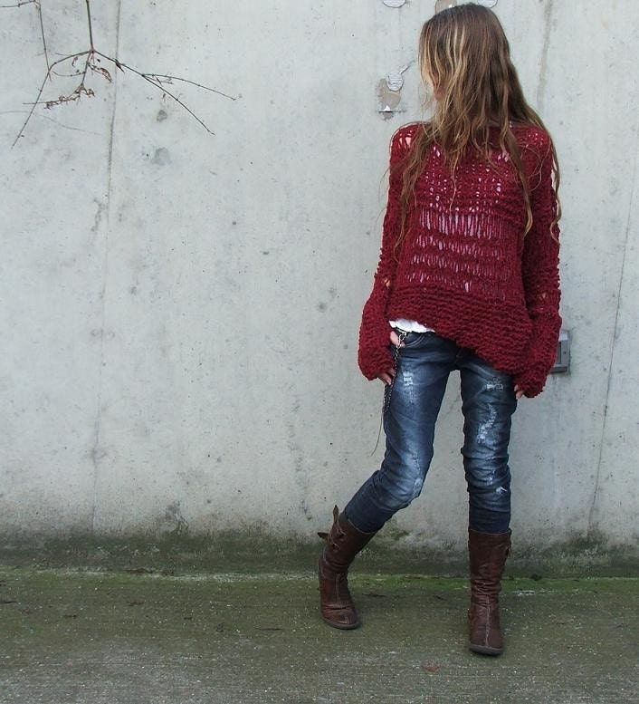 Red sweater Garnet red oversized grunge sweater LAST ONE in this shade