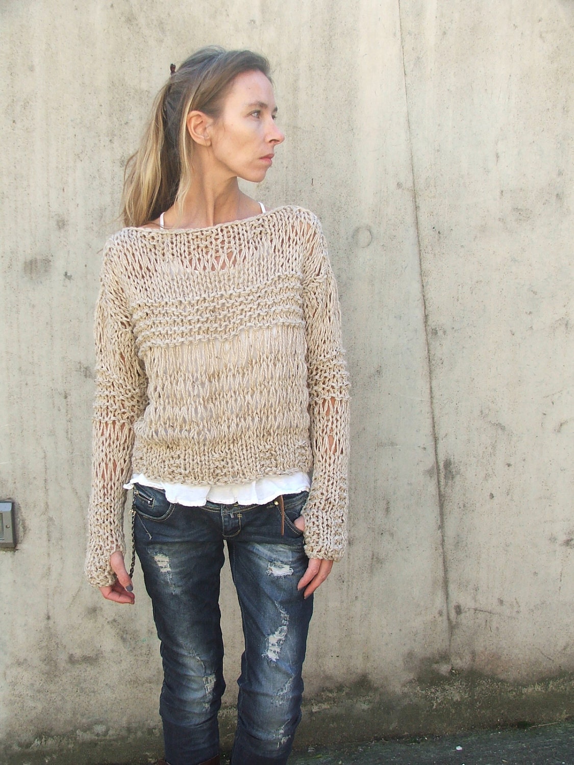 Grunge sweater / Fawn Alpaca mix Grunge sweater