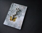 Silvered Butterfly & Lace Decoupage Glass Tray