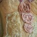 Ecru pink  beaded vintage  bustier girdle garters set roses showgirl