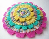 South Beach Fiesta - felt and fabric flower pin
