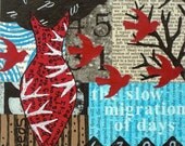 Original Mixed Media Abstract Collage by Kim Hambric - Slow Migration