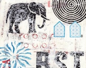 Original Mixed Media Abstract Collage Art - Beast
