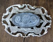 Vintage Daisy Brooch Silver Metal and Etched Daisies - SALE