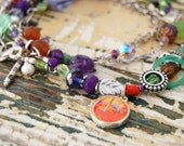 Flower Fairy Long Necklace - Wrap Bracelet - Stacking Bracelet - Semi Precious Stones